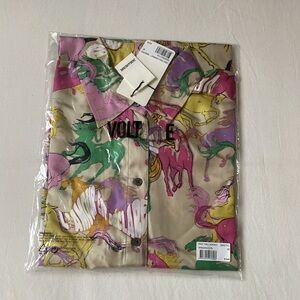 Zadig&Voltaire women's Rais Twill Horse Print Midi Silk Dress Shirt Tunic Size M